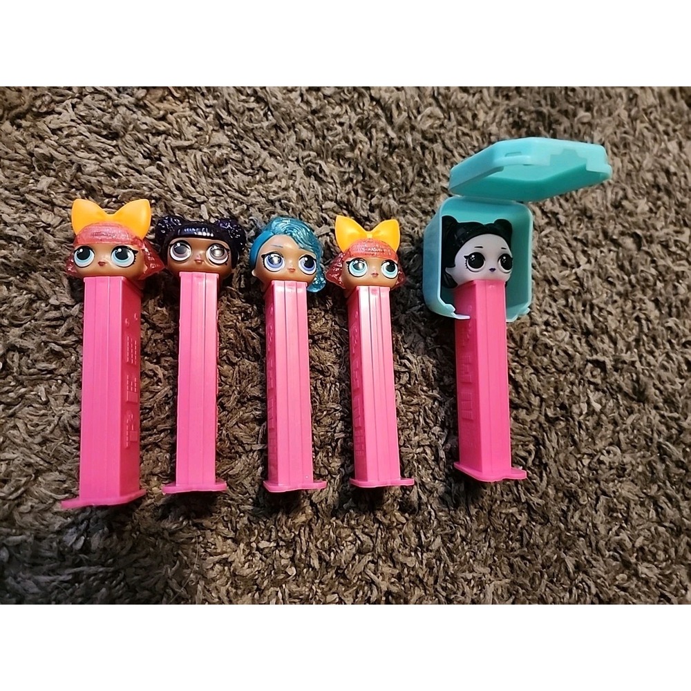 LOL SERIES 1 - SURPRISE PEZ SET OF 5. Dusk, Splash, Purple, Glitter x2.